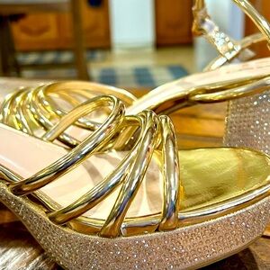 Gold bling dress shoes